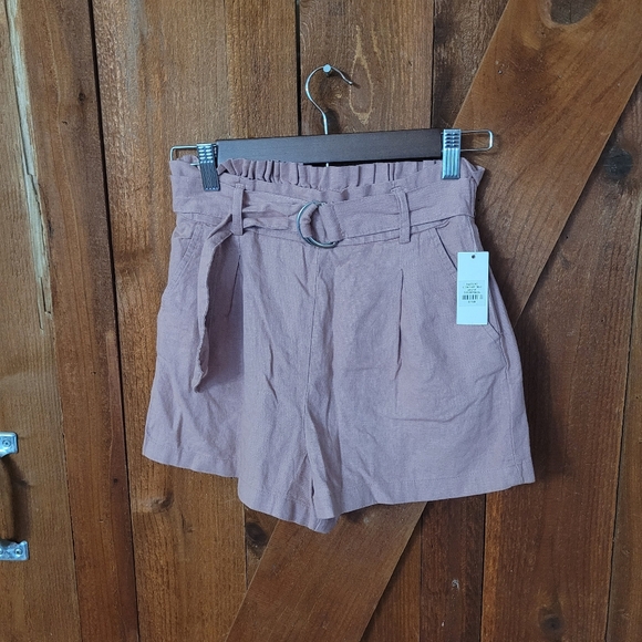 Streetwear Society Women's Size XS Mauve High-waisted Paperbag Shorts with Belt - Picture 1 of 7
